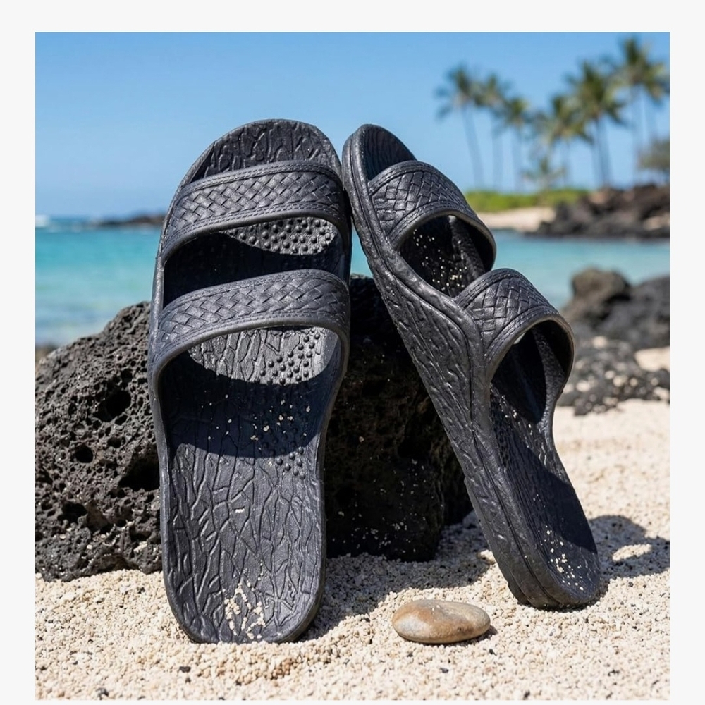 Pali Hawaii Black Double-Strap Women's Slide Sandals